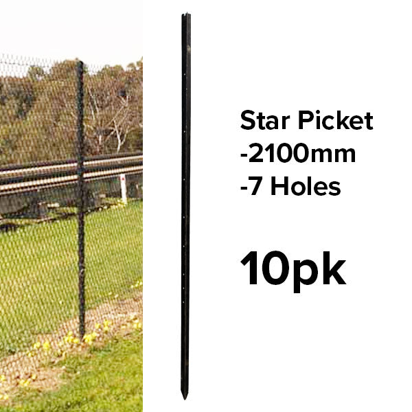 Star Pickets (Black) - 2100mm - (10pk or Slings)